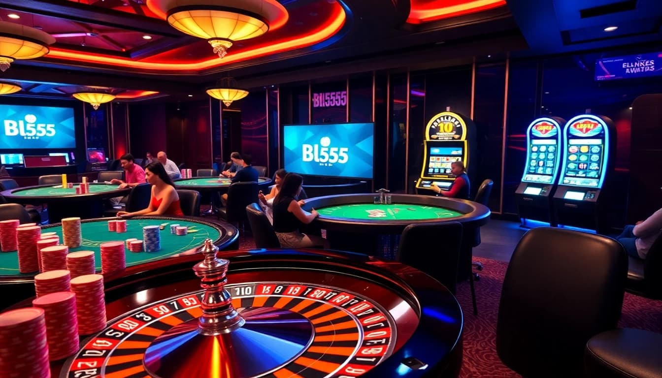 Experience thrilling gambling at Bl555 casino with vibrant gaming tables and engaging players.