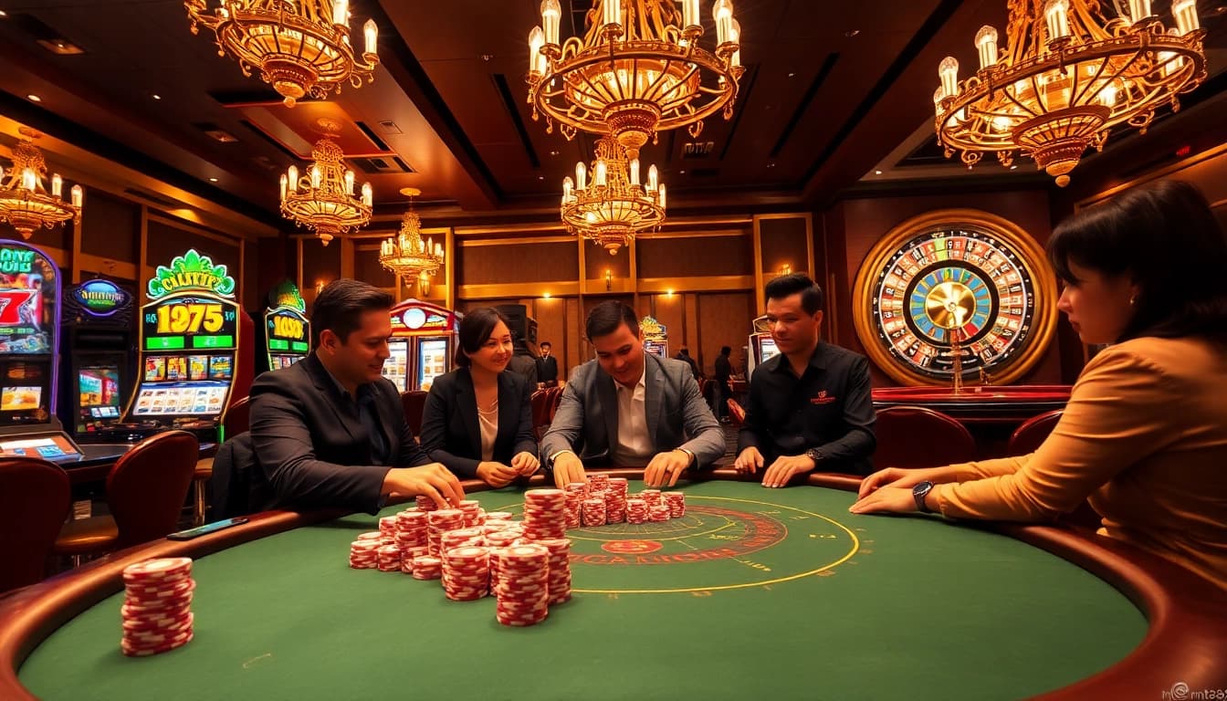 Experience high-stakes excitement at https://mtr888.com/ with a luxurious poker game scene showcasing elite play.