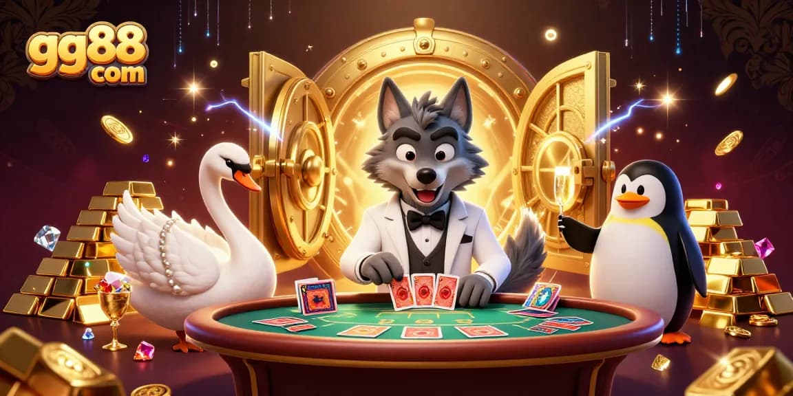 Experience thrilling entertainment at gg88 com with a lively casino scene featuring elegant characters and dazzling elements.