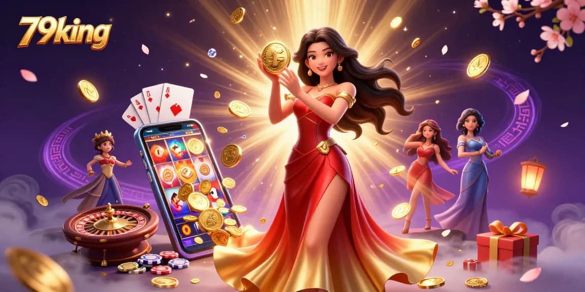 Experience winning with 79king in a vibrant illustration featuring a glamorous casino scene.