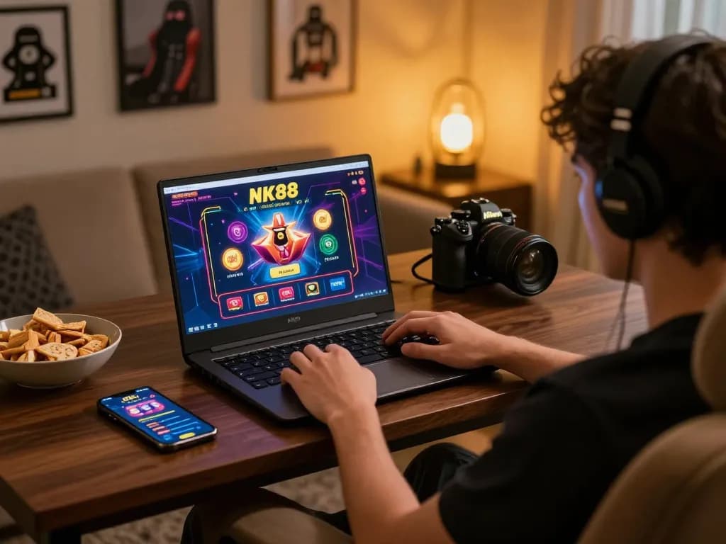 Engaging online casino experience at https://gnk88.com/ with vibrant game display and cozy setup.