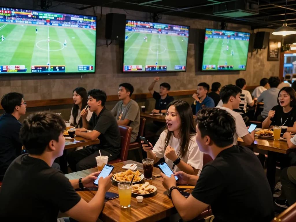 Soi kèo analysis during an exciting sports betting experience with fans cheering for their teams.