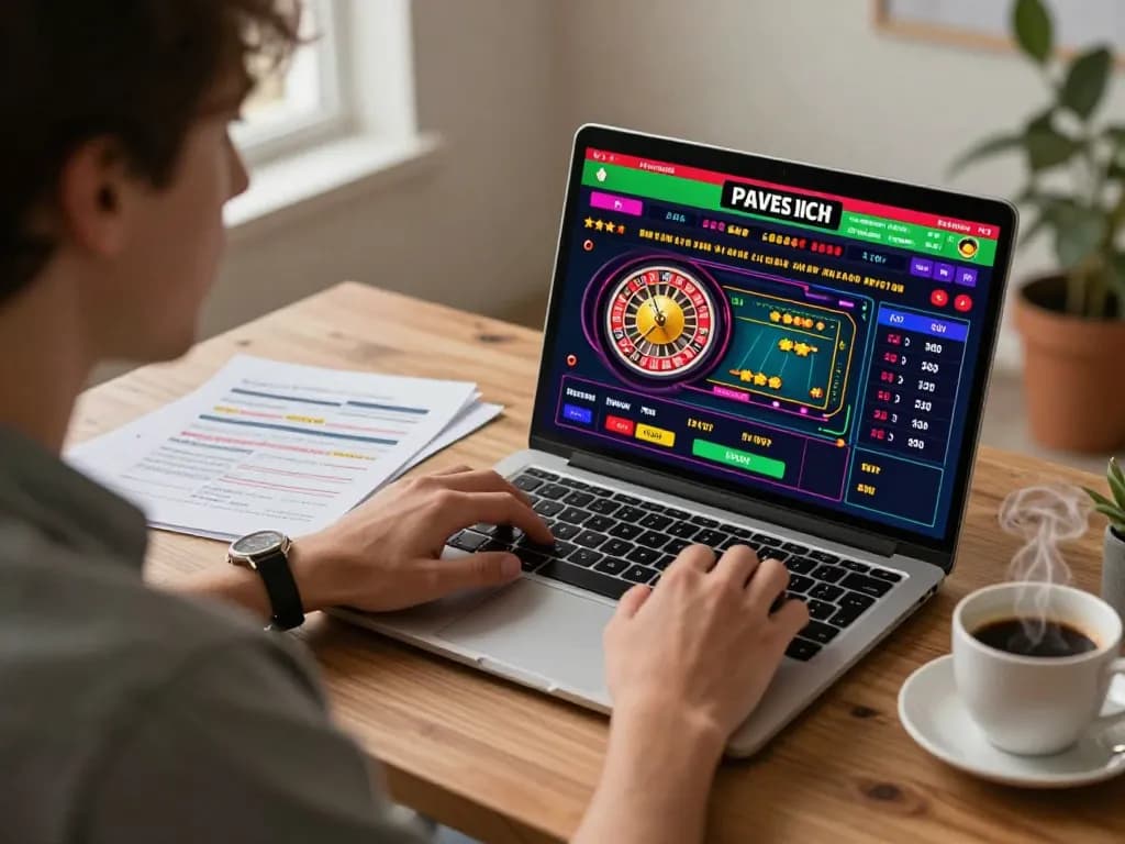 Engaged player on laptop exploring online gambling strategies at home, focusing on MANCLUB.