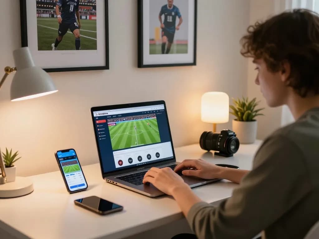 Socolive user engaging in live soccer betting on laptop, showcasing an immersive online gambling experience.