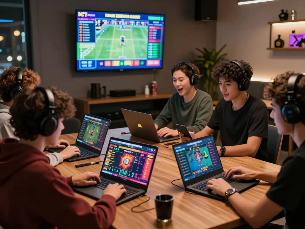 Exciting gaming scene showcasing players engaged in live betting on 789bet vip platform, highlighting vibrant interface and community.