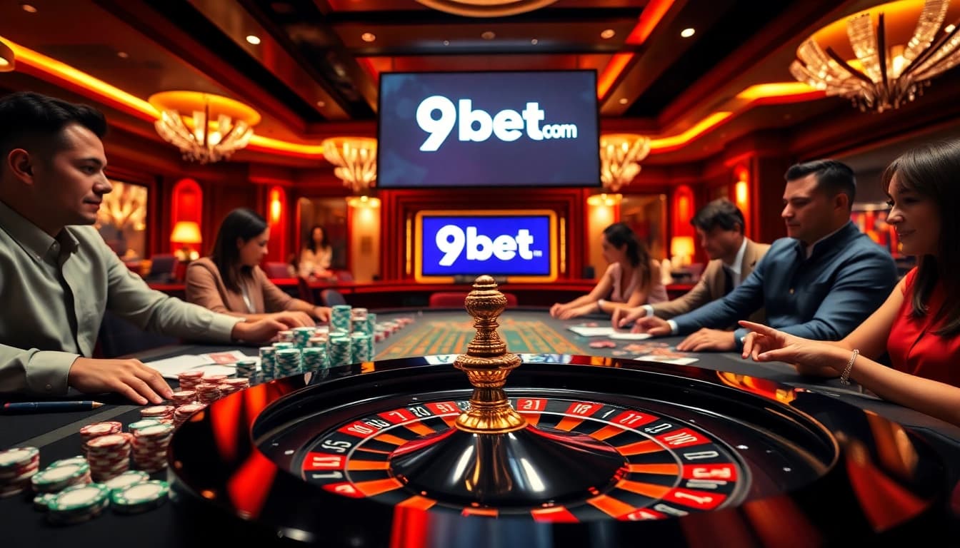 Experience thrilling gaming at 9bet.com with luxurious tables and vibrant casino ambiance.