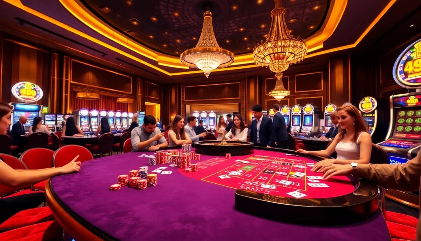 Play at Nhà cái 88vv in a luxurious casino setting filled with vibrant gaming options and excitement.