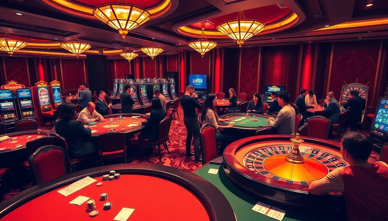 Experience thrilling gameplay at https://zk88.club/ featuring high-stakes poker tables in a luxury casino setting.