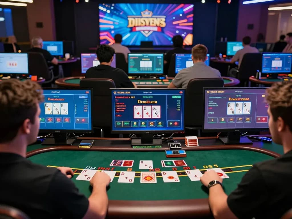 Zowin online blackjack players engaging in strategic gameplay in a vibrant virtual casino.