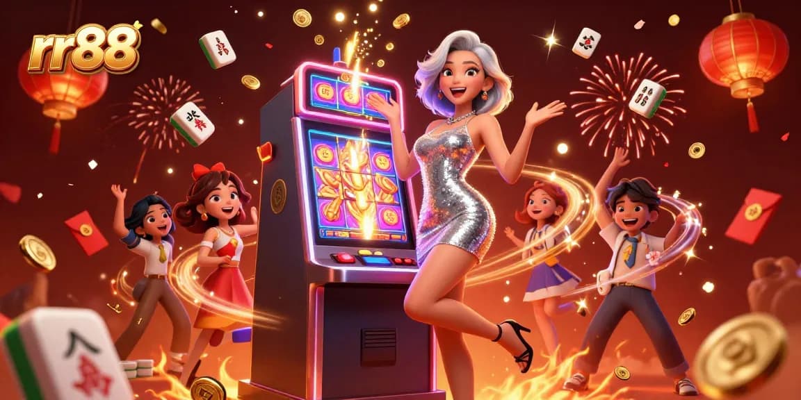 Spin and win on the exciting rr88 slot games with vibrant symbols and celebratory atmosphere.