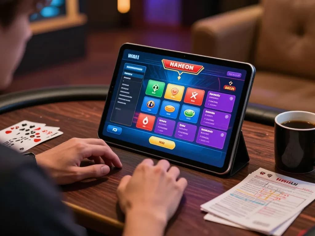 Go8 mobile gameplay setup showcasing a person engaged with a casino app for immersive gambling experience