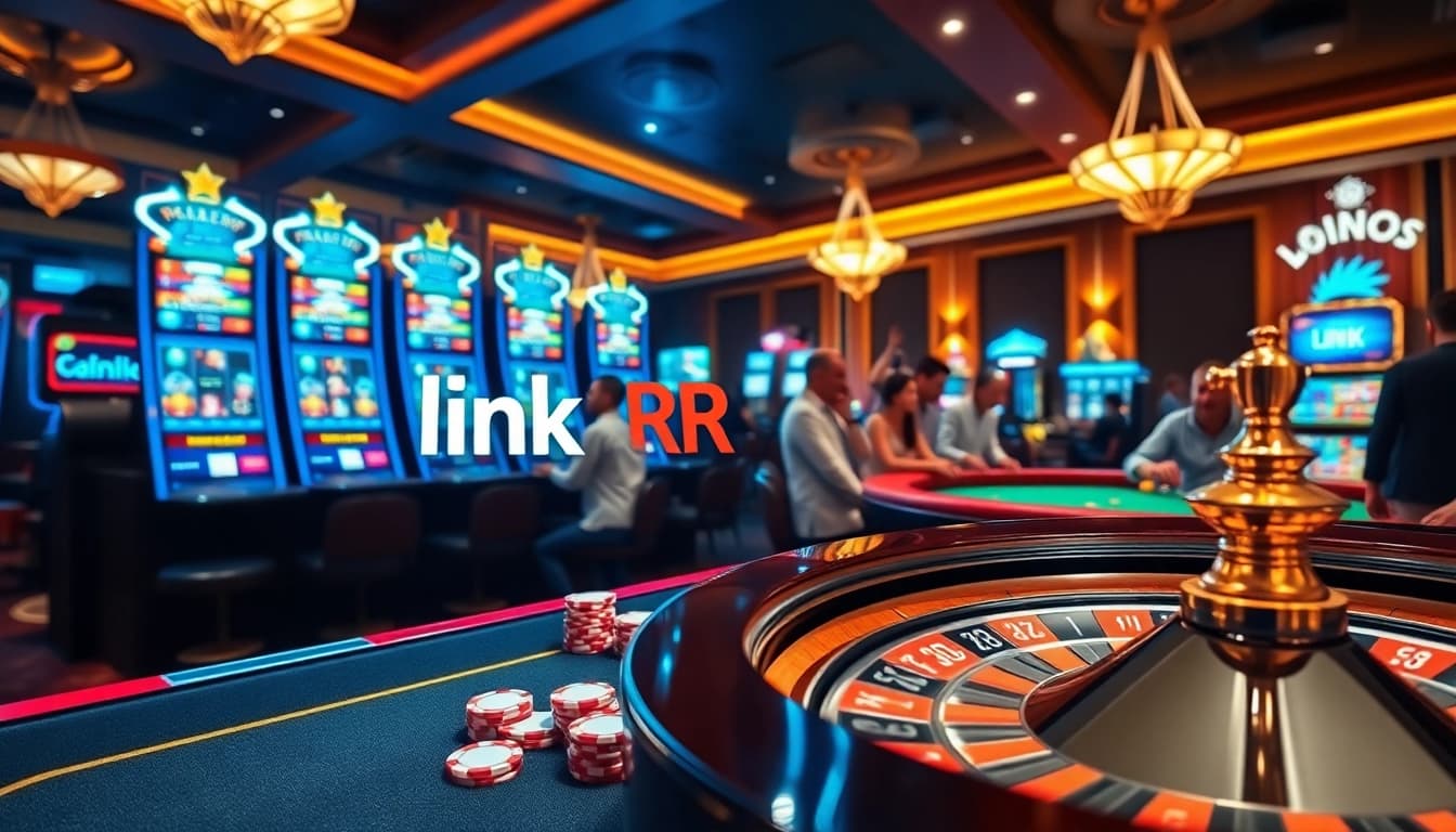 Link RR88 offering exciting casino games with vibrant slot machines and poker action.