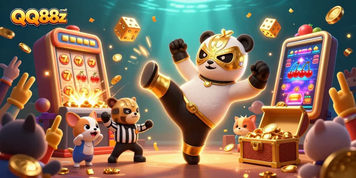 Experience thrilling gameplay at QQ88z net with lively cartoon wrestlers and casino excitement!