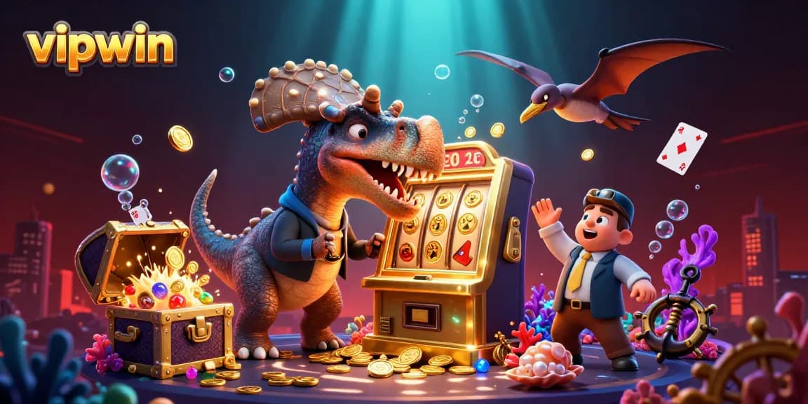 Experience thrilling jackpot wins at vipwin with animated dinosaurs entertaining your gambling adventure.