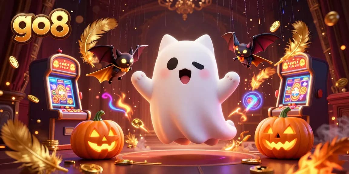 Experience thrilling gameplay at go8 with a friendly ghost cat and exciting casino elements.