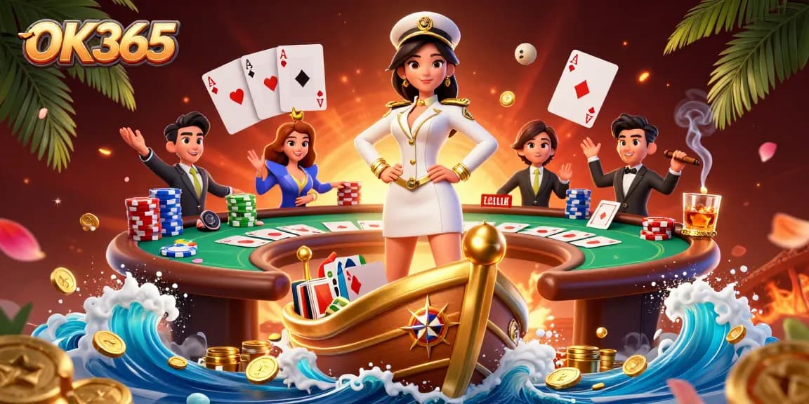 Engage with thrilling poker gameplay at OK365 featuring vibrant 3D elements and Asian elegance.