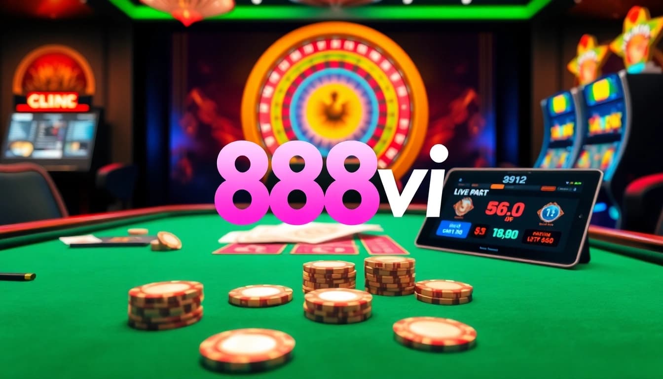 Experience the thrill of betting at 888vi's elegant virtual casino with vibrant gameplay visuals.