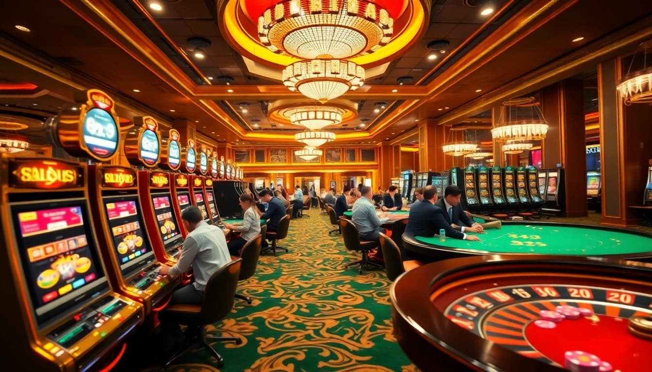 SODO CASINO gaming excitement with vibrant poker tables and engaging players celebrating wins.