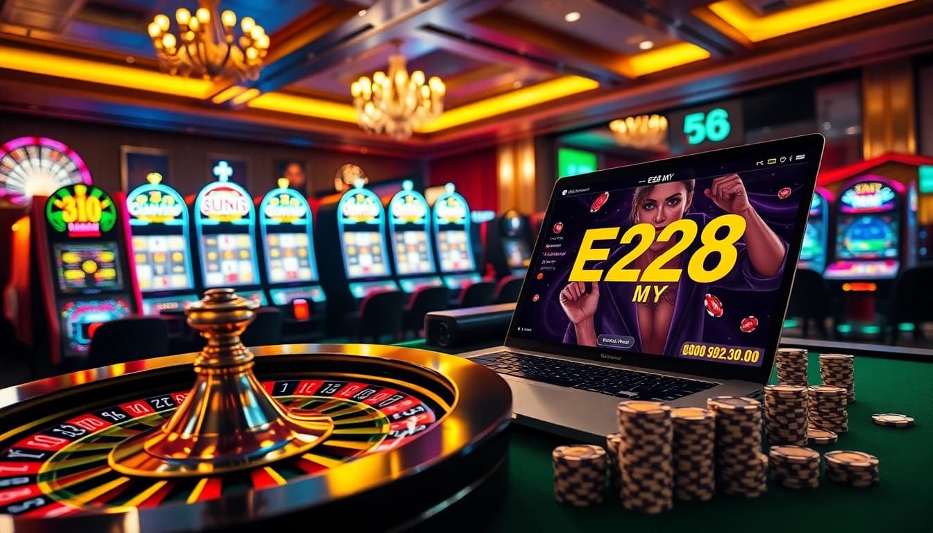 Engaging scene of E28 my platform with roulette wheel and colorful casino elements enhancing the gaming experience.