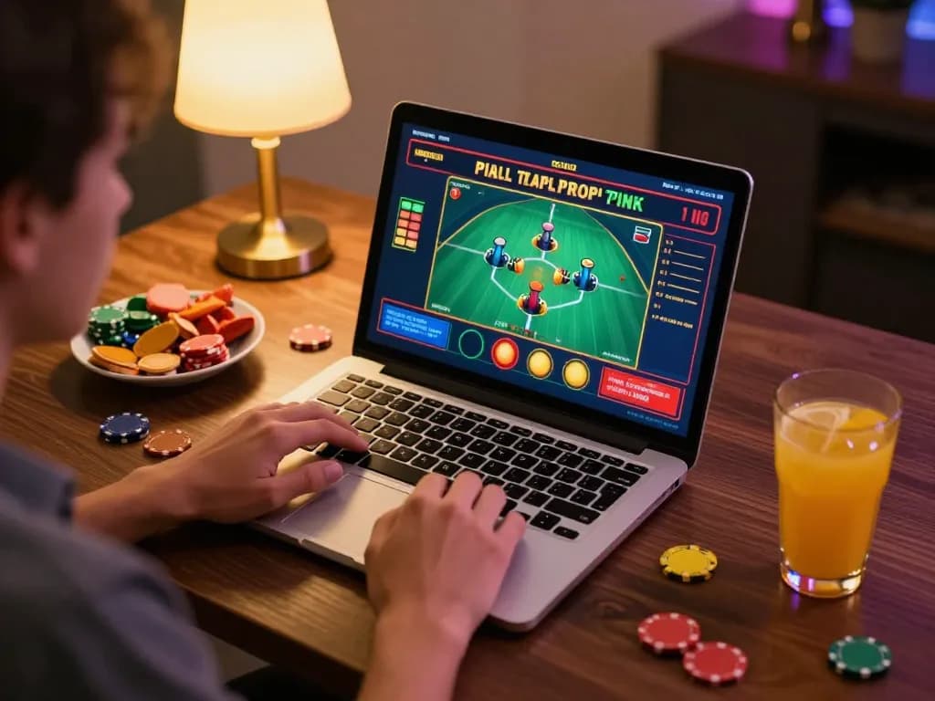 good88a online casino setup with a laptop and live dealer game, highlighting a cozy gaming atmosphere