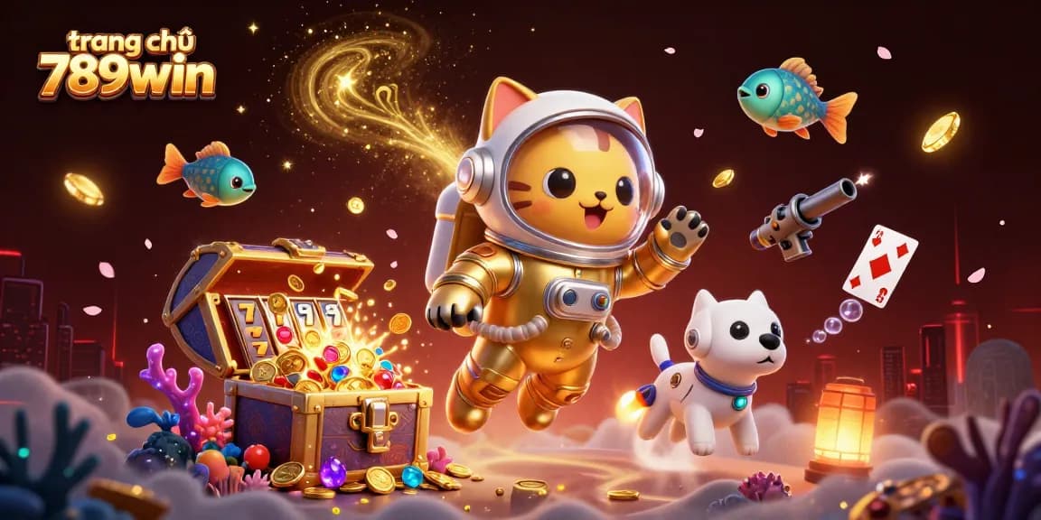 Engage with the vibrant world of trang chủ 789win through a lively 3D illustration of gaming excitement.