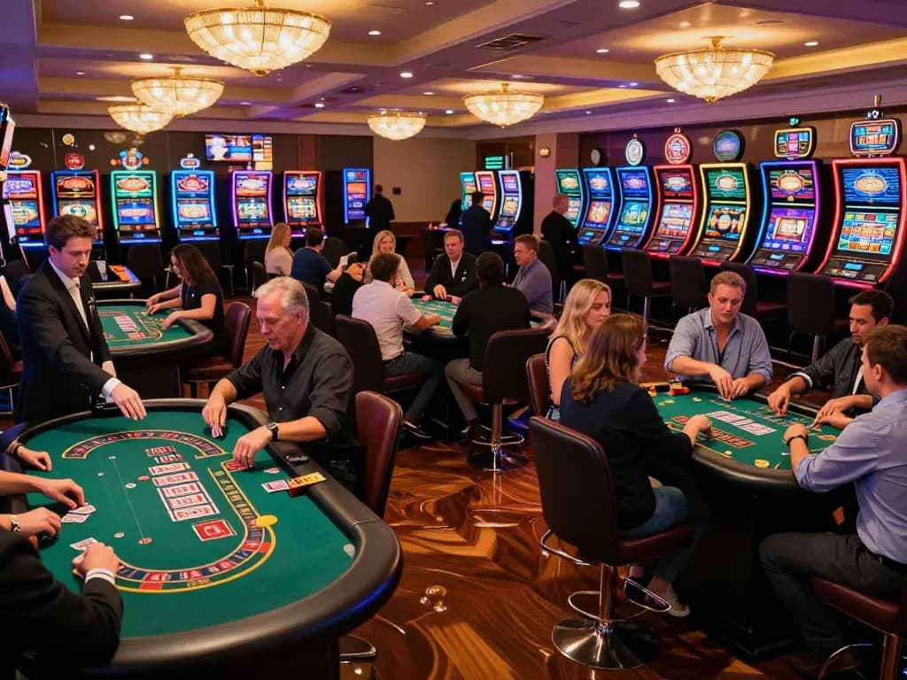 Players experiencing thrilling gameplay at 789winh casino floor with vibrant atmosphere and luxury.