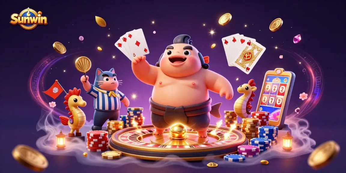 Engage with Sunwin's exciting underwater casino scene featuring dynamic gaming elements and vibrant characters.