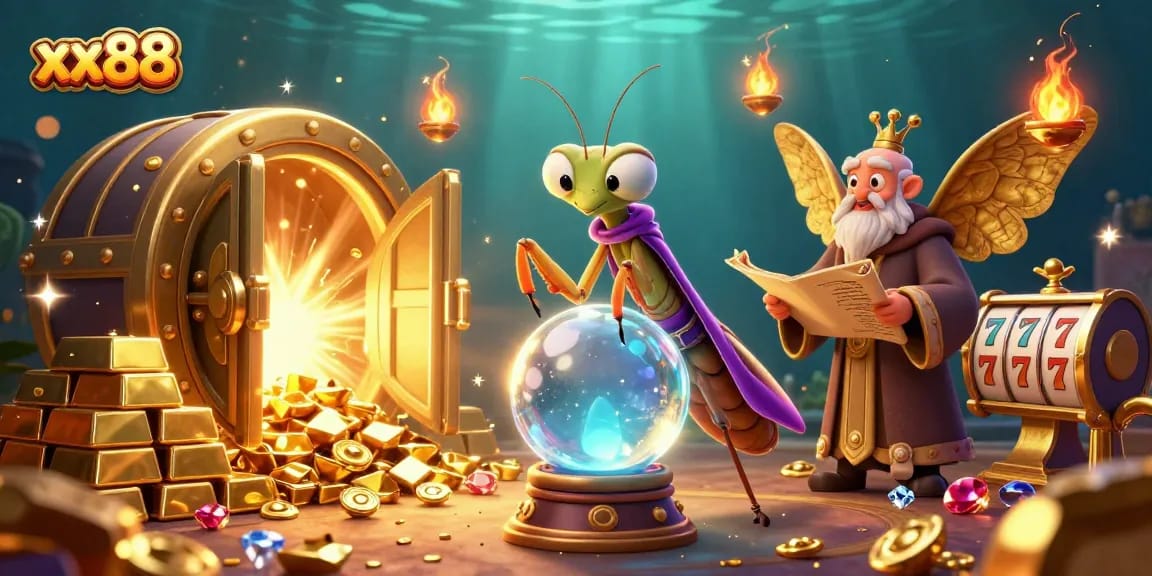 Experience the thrill of xx88's vibrant online gaming with a fortune teller predicting winning strategies.