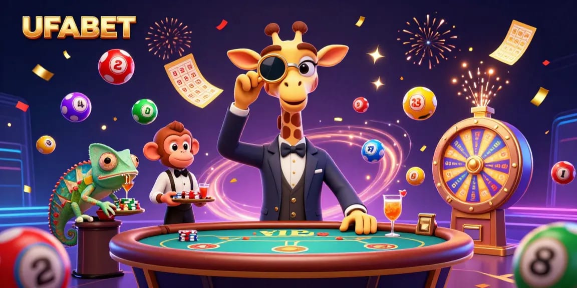 Engage in winning strategies with UFABET's vibrant online casino, featuring playful 3D characters.