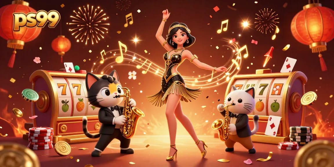Experience exciting gameplay at ps99 with a dazzling performance from dancing characters and floating slots.