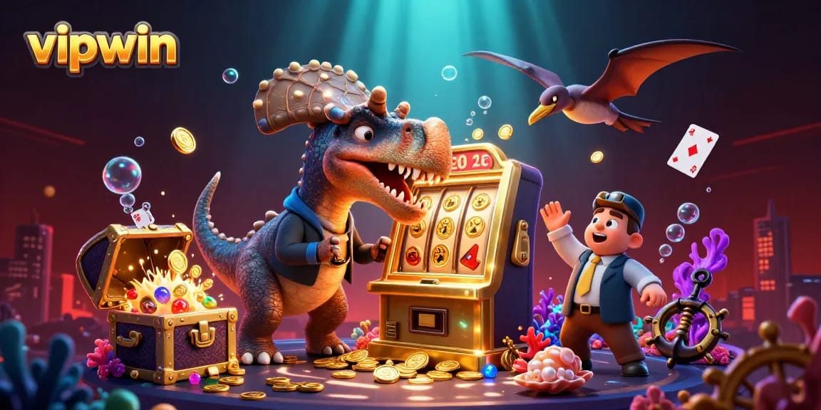 Experience thrilling jackpot wins at vipwin with animated dinosaurs entertaining your gambling adventure.