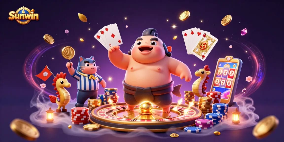 Engage with Sunwin's exciting underwater casino scene featuring dynamic gaming elements and vibrant characters.