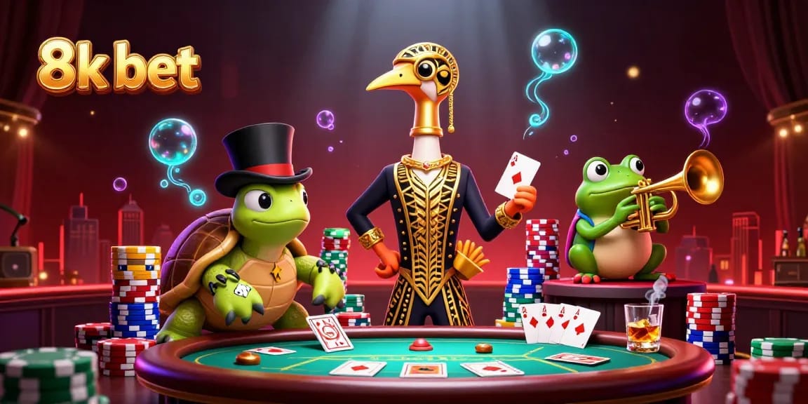 Experience 8k bet excitement at a lavish speakeasy with poker and vibrant characters.