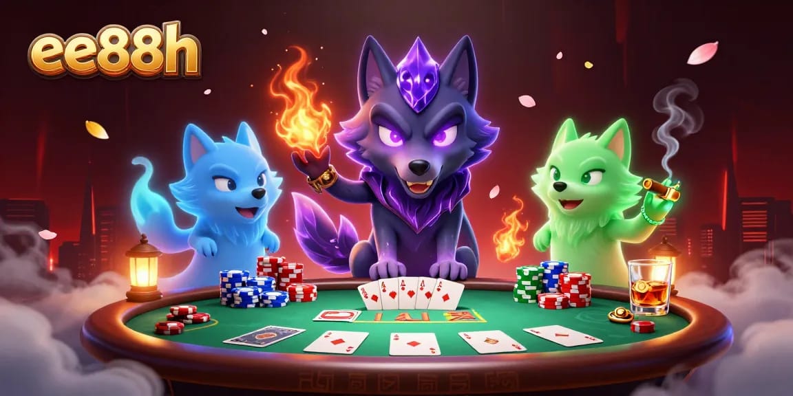 Experience thrilling gameplay at ee88h with a pack of ghostly wolves leading the action at the poker table.