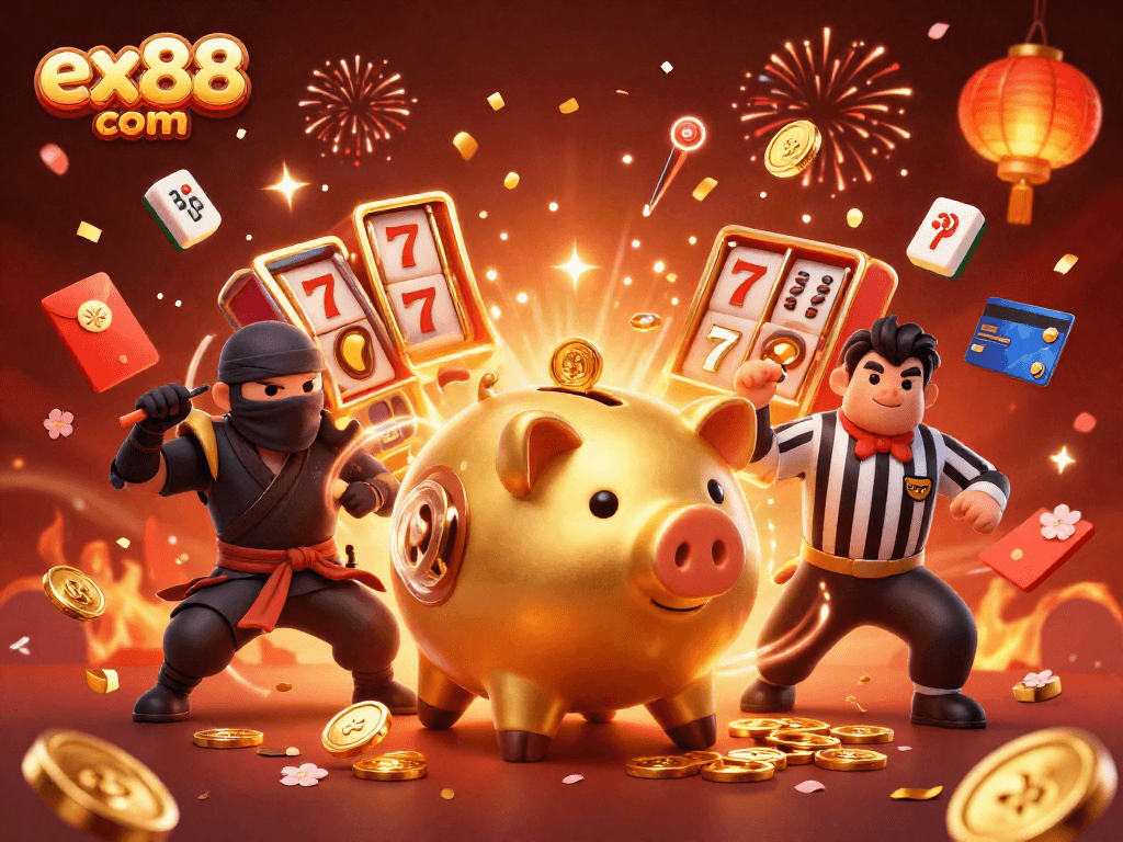 Experience thrilling wins with ex88 com in this dynamic casino game illustration.