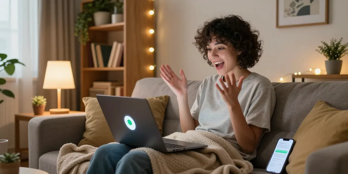 Engaging interaction with AI in a cozy home, showcasing sex chat ai experience.
