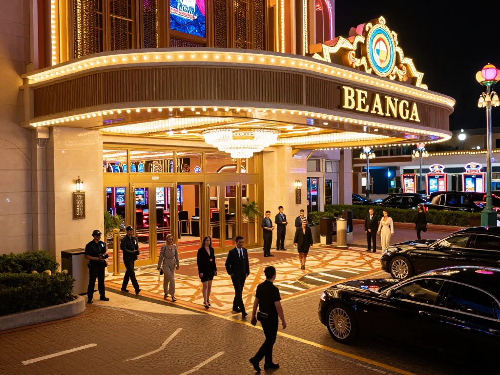 MM88 casino exterior with vibrant neon lights highlighting an upscale gaming experience.