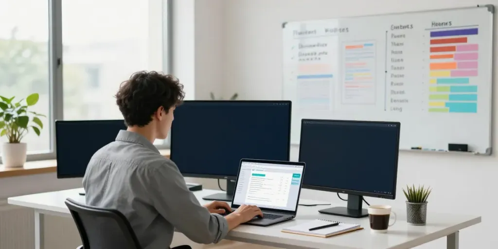SEO strategist in modern workspace utilizing instant indexing tools to enhance content visibility