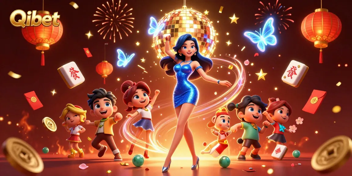 Experience the thrill of Qibet with vibrant 3D casino graphics and dynamic celebration elements.