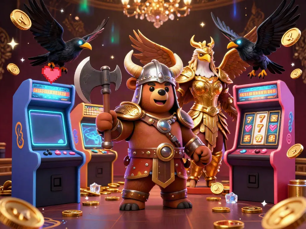 Engage in thrilling gameplay with 33win's vibrant 3D Viking and Valkyrie casino scene.