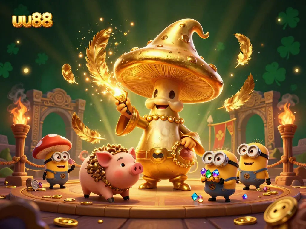 Engage in thrilling casino experiences with uu88's enchanting golden wizard and treasure-hunting truffle pig.