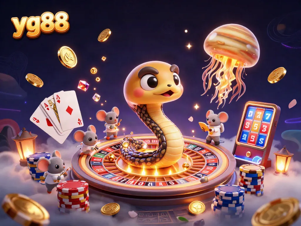 Experience exciting gameplay at yg88 with lively characters and vibrant casino elements in a cosmic setting.