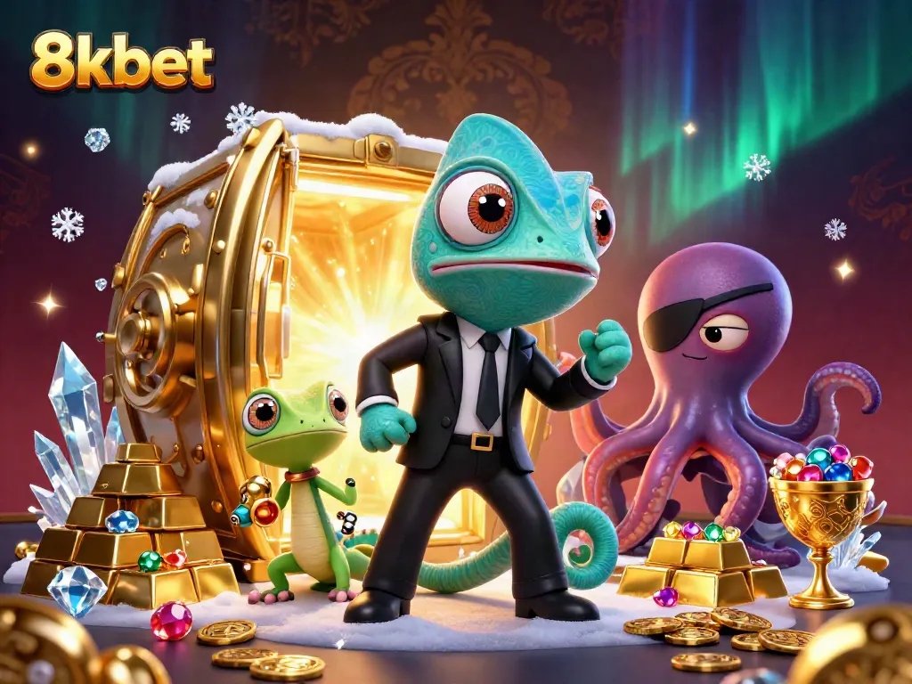 Experience thrilling play with 8kbet while secret agent chameleon hunts for treasure amidst sparkling gems.