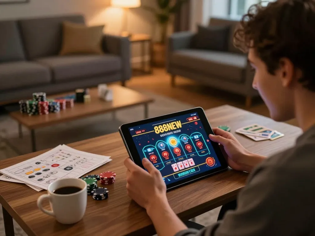 Experience the excitement of online gambling at 888NEW with immersive tablet gameplay.
