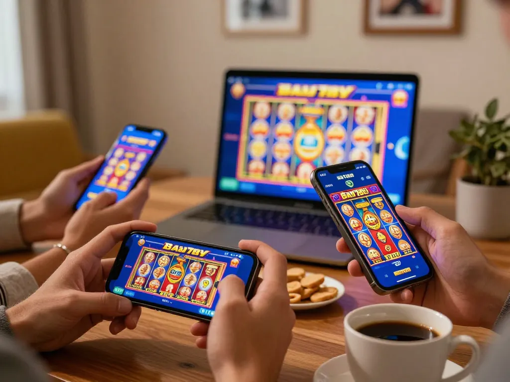 Engaging with the Bay789 app on a smartphone while enjoying casual home entertainment