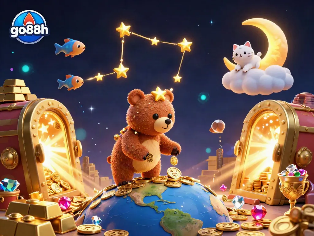 Experience thrilling wins at go88h with a dazzling 3D casino scene full of treasures and excitement.