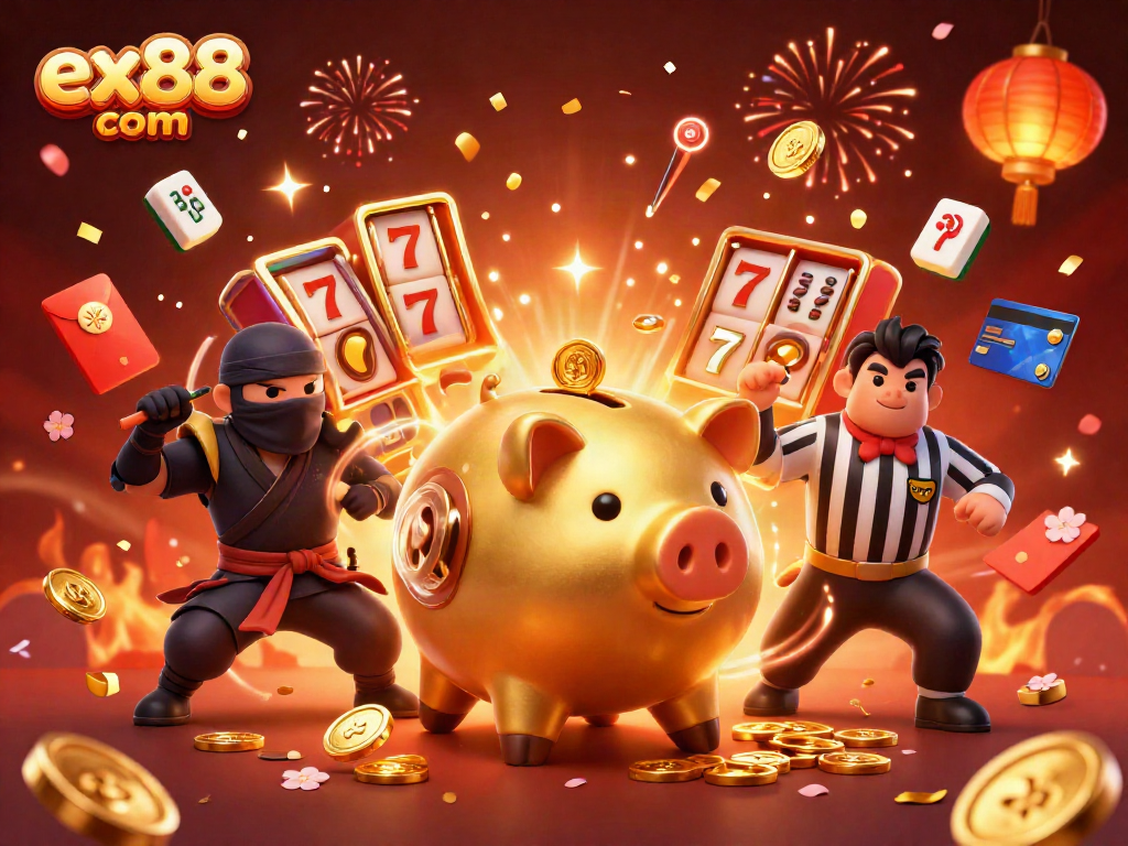 Experience thrilling wins with ex88 com in this dynamic casino game illustration.