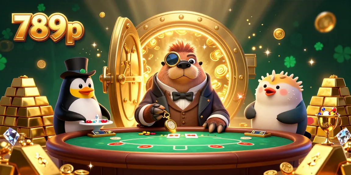 Experience the excitement of 789p gaming at an underwater poker table with a jolly walrus, penguin dealer, and bluffing pufferfish.