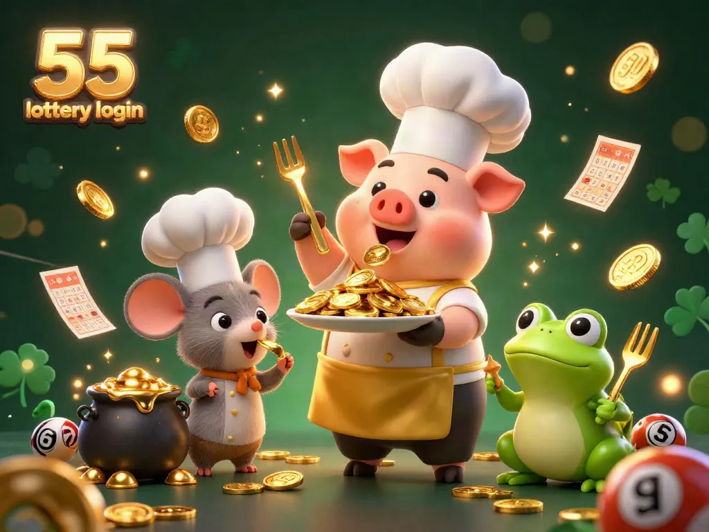 Experience seamless 55 lottery login with vibrant characters and dynamic game elements in this captivating illustration.