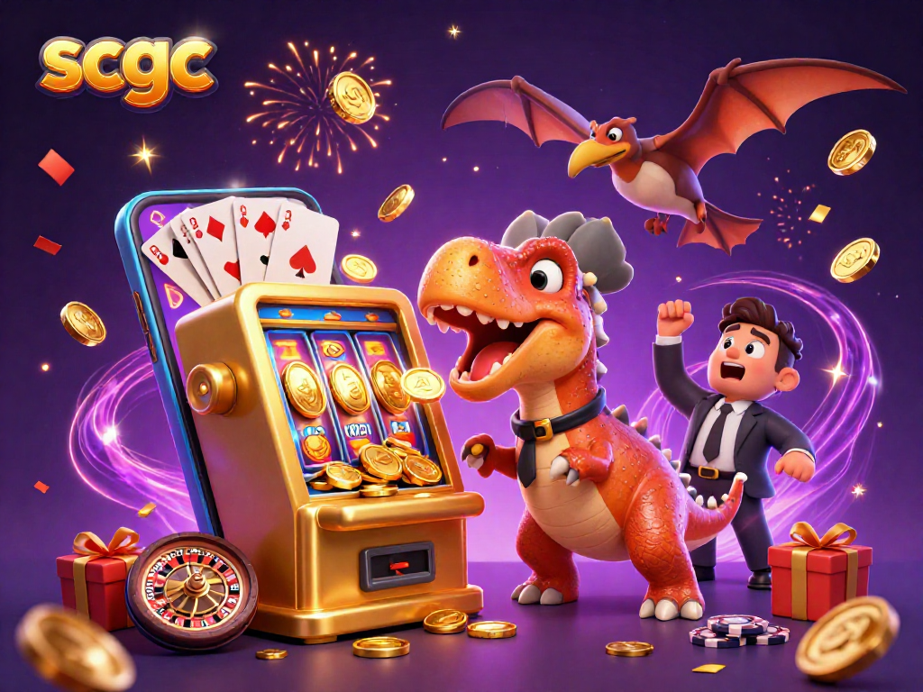 Catch jackpots and coins at SCGC's animated casino scene with exciting gameplay!